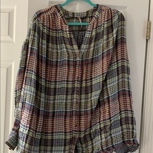 Free People Plaid Swing Top